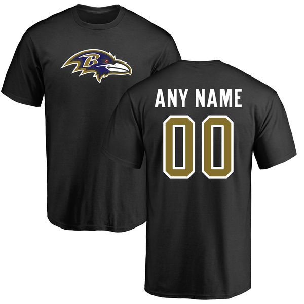 Men Baltimore Ravens NFL Pro Line Black Personalized Name and Number Logo T-Shirt